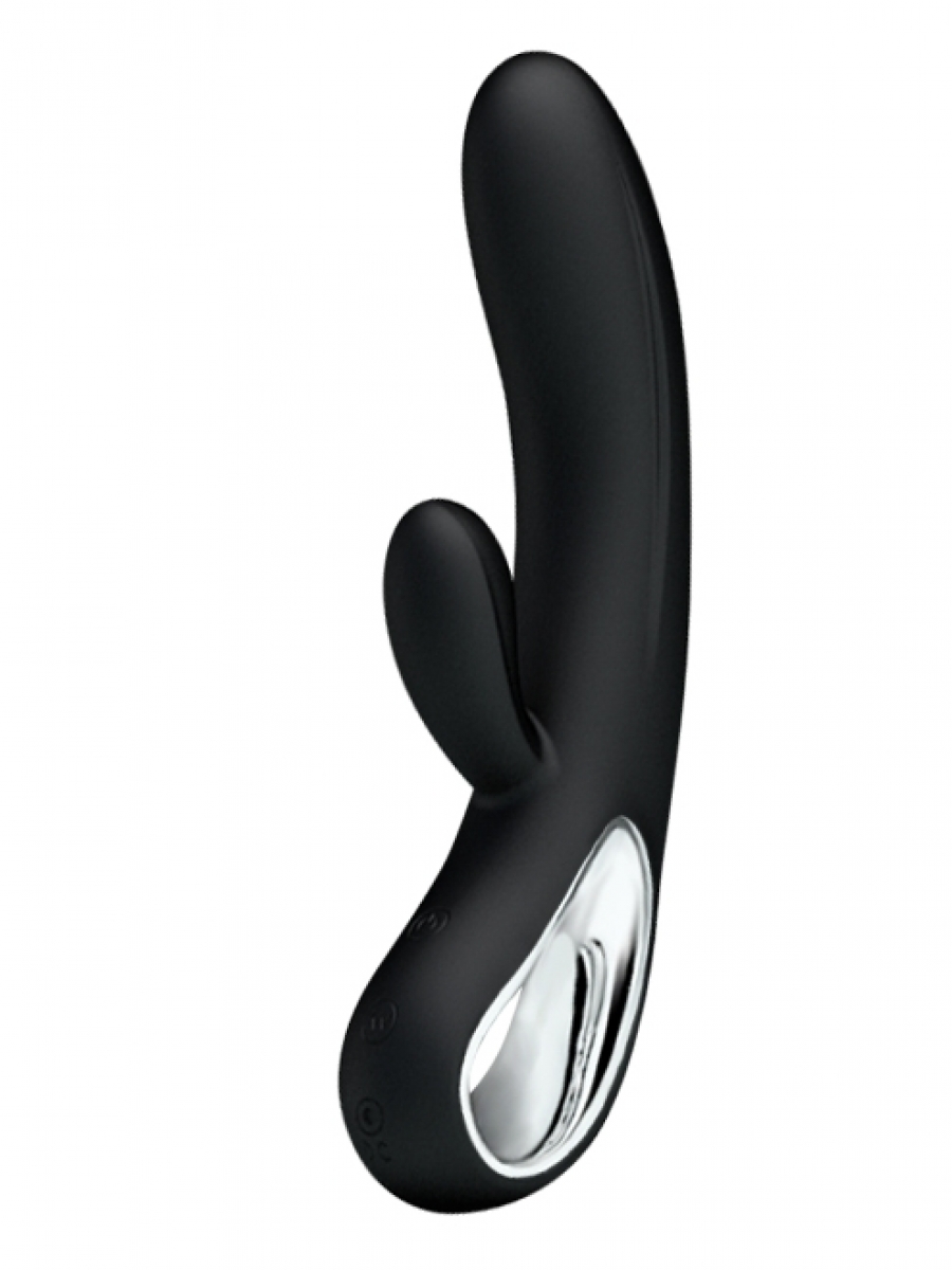 Pretty Love Elmer crni silikonski vibrator sa dodatkom za klitoris  BI 14413-1